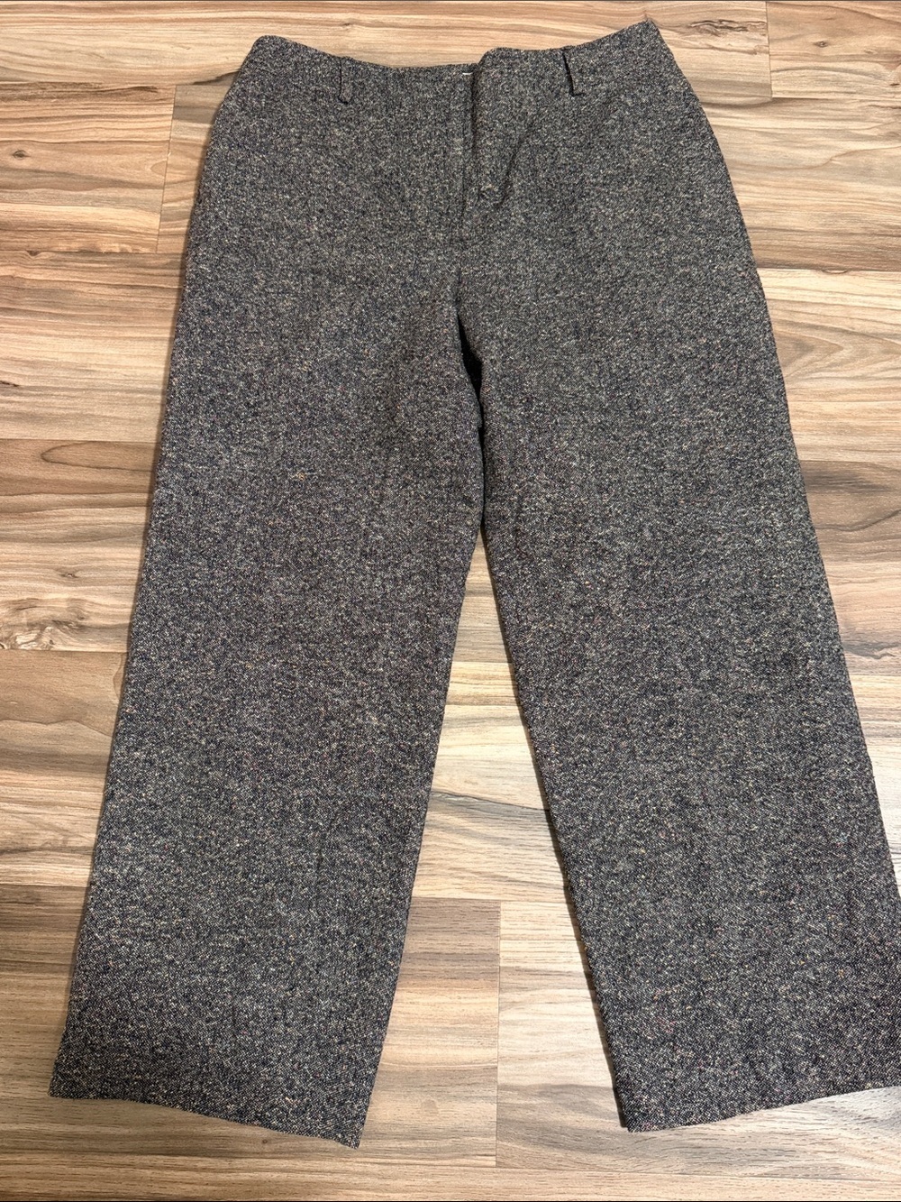 Talbots Wool Silk Blend Wide Leg Womens Sz. 14 Black High Waist Dress Trousers